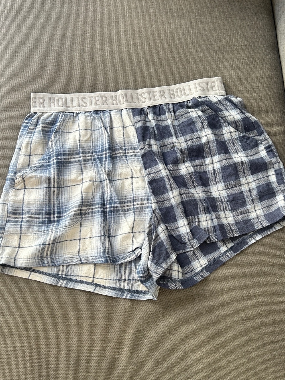 Hollister Men’s Dual Plaid Boxer Shorts — Light Blue & Navy